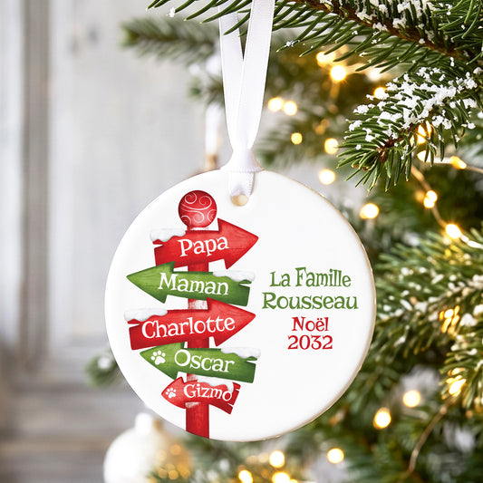 Décoration de Noël familiale personnalisée en céramique Pôle Nord