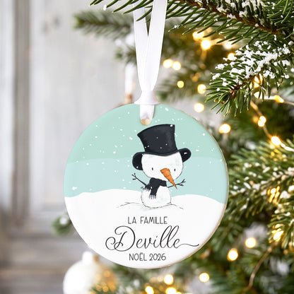 Décoration de Noël personnalisée en céramique avec bonhomme de neige