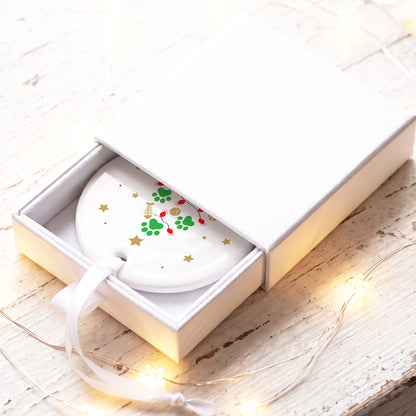 Décoration de Noël personnalisée pour chat avec ruban en satin blanc