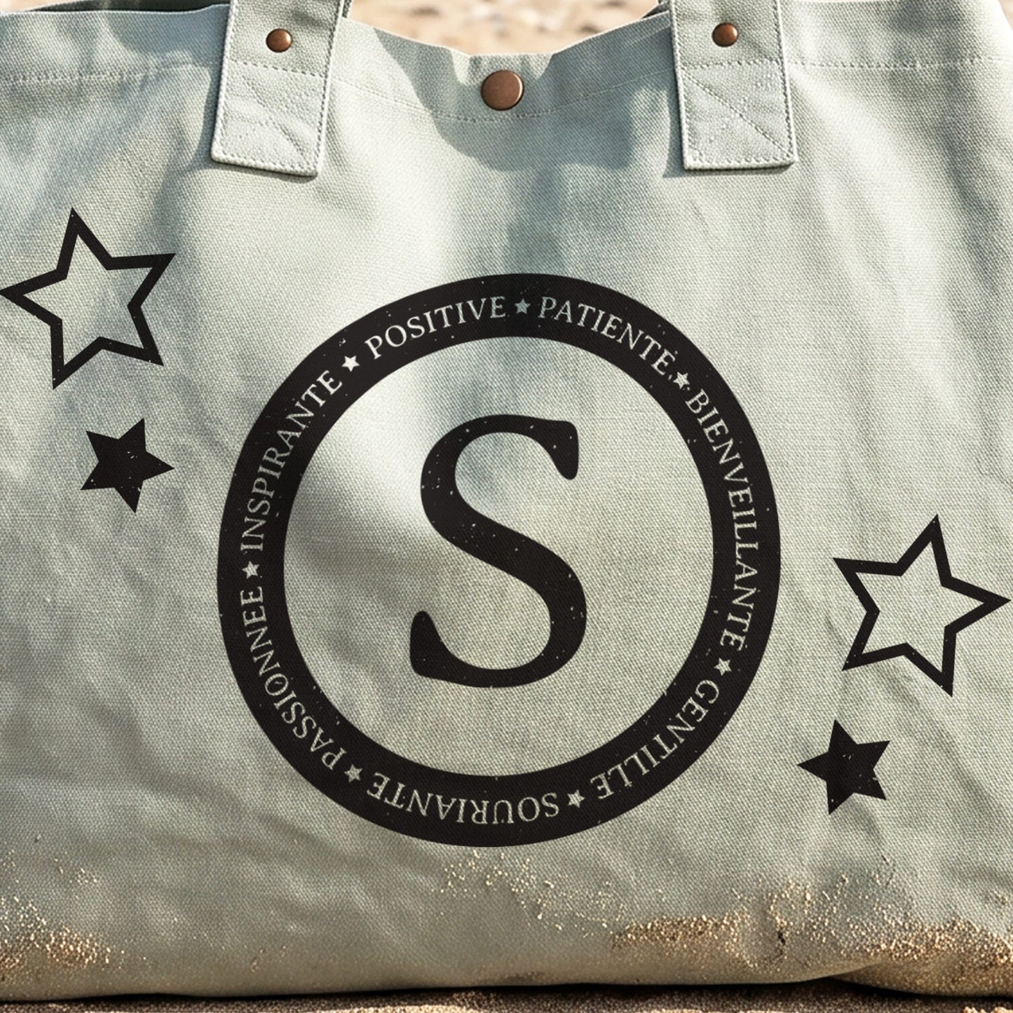 grand sac cabas personnalisé cadeau vert gris