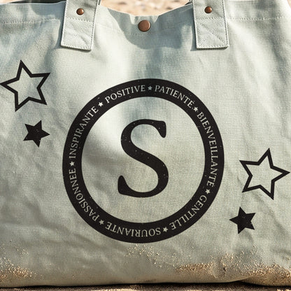 grand sac cabas personnalisé cadeau vert gris
