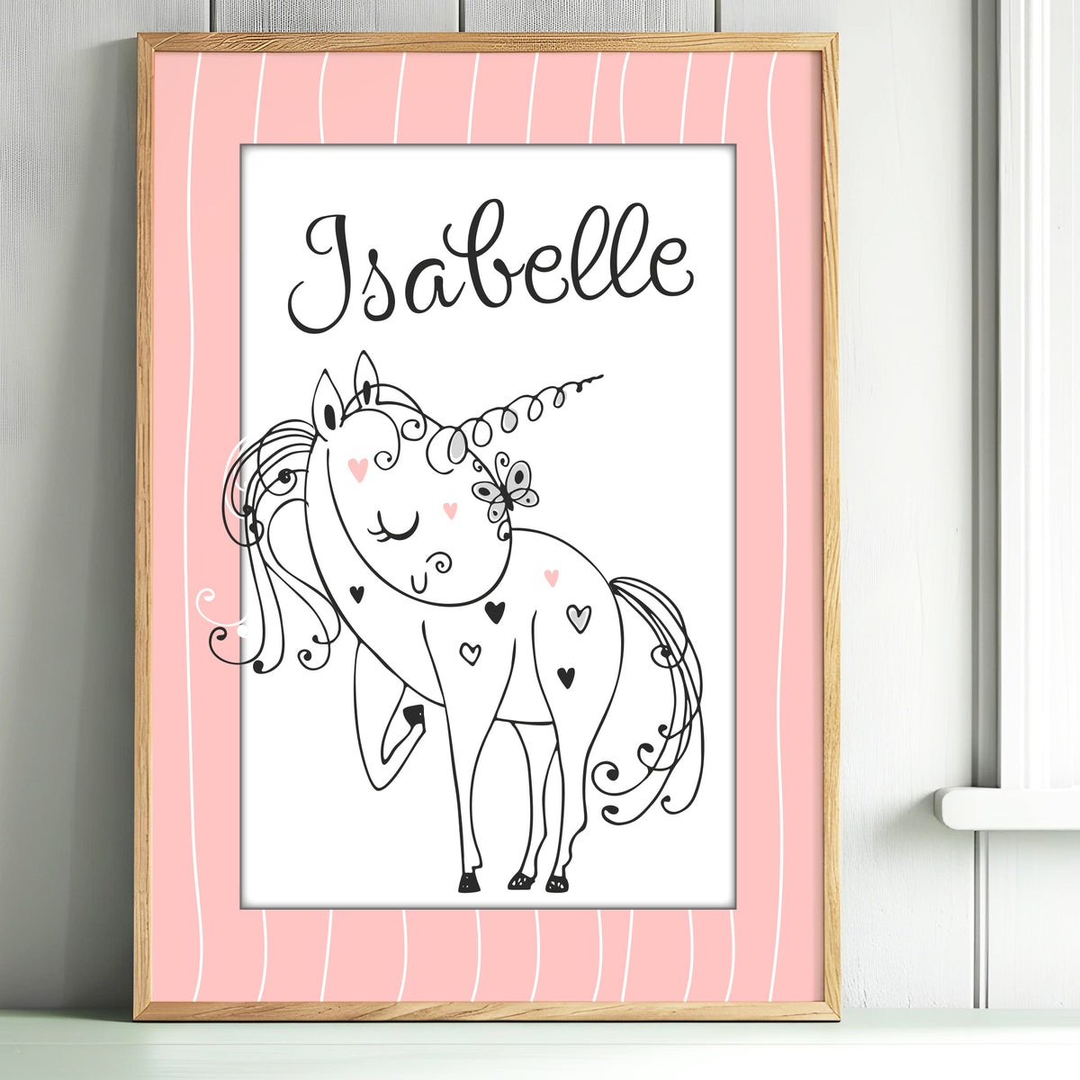 Illustration Licorne personnalisée avec le prénom de l’enfant