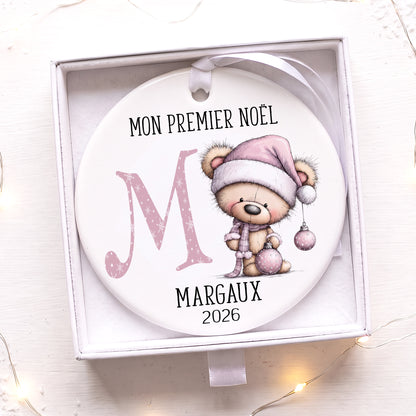 Décoration en céramique personnalisée avec le prénom de bébé pour son premier Noël