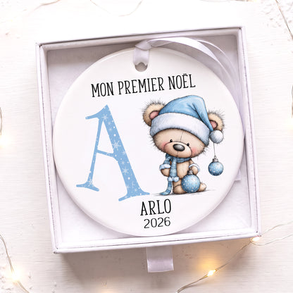 Décoration en céramique personnalisée avec le prénom de bébé pour son premier Noël