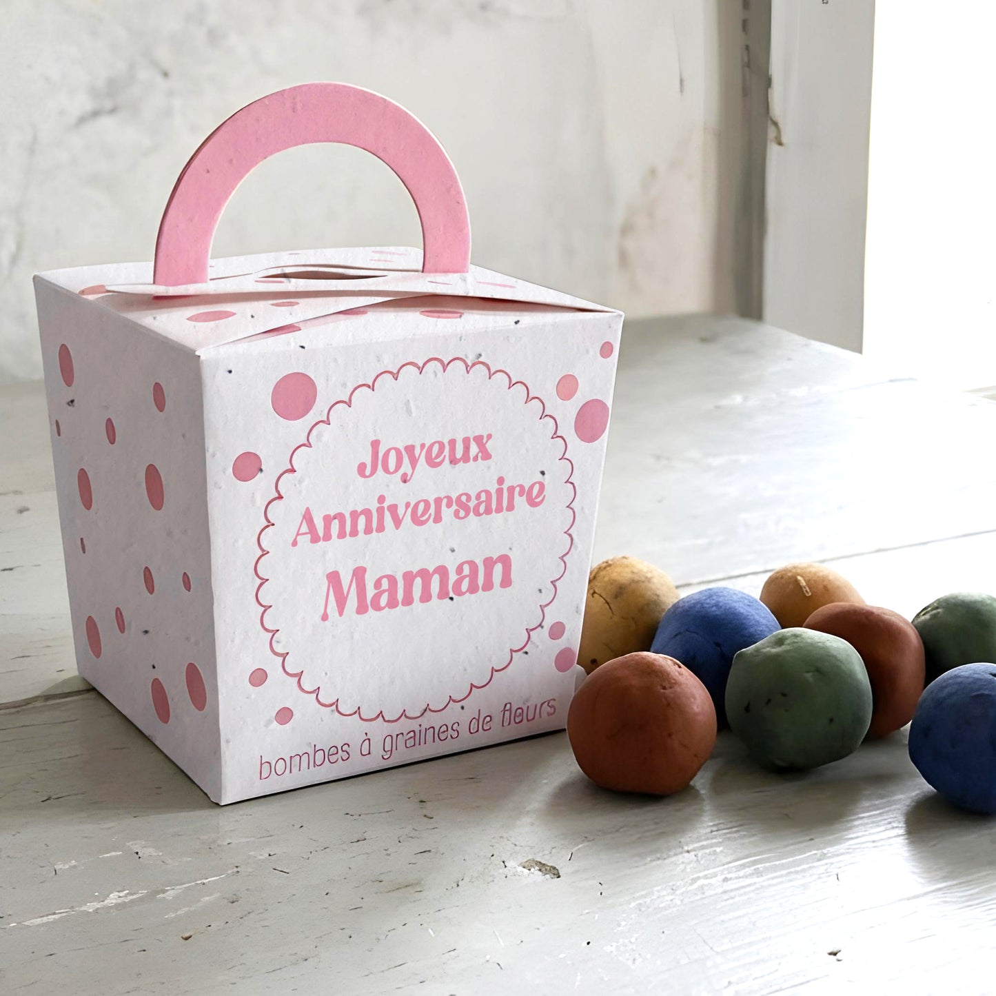Pink Polka bombes à graines de fleurscadeau maman