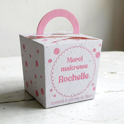 Pink Polka bombes à graines de fleurs merci maitresse