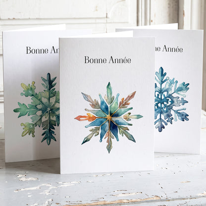 Snowflakes - Lot de 6 cartes Bonne Année.
